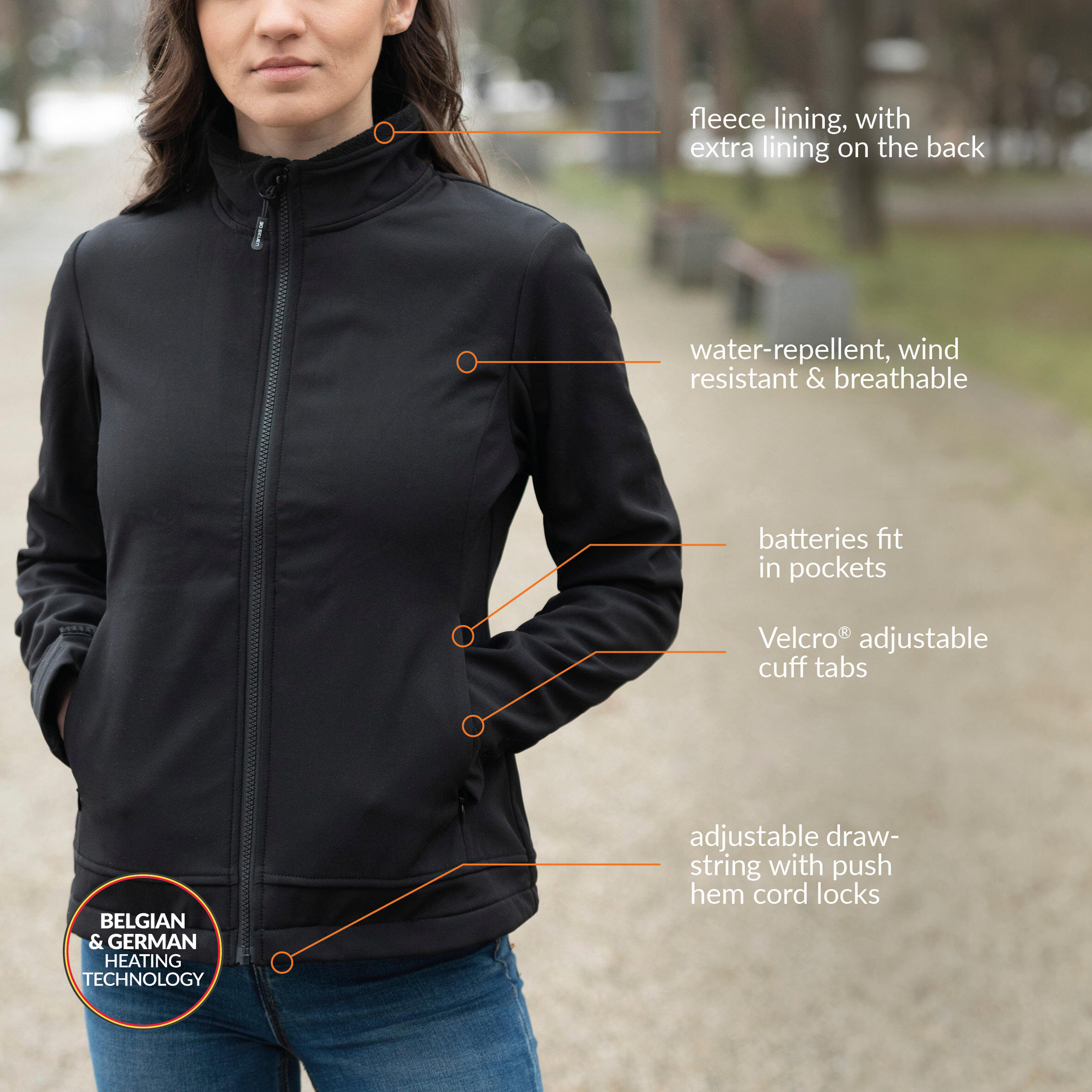Veste softshell chauffante - Coupe slim– Doublure polaire  Noir -Super batterie 4/7