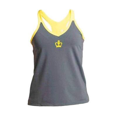Women's gray and yellow black crown helsinki tank top