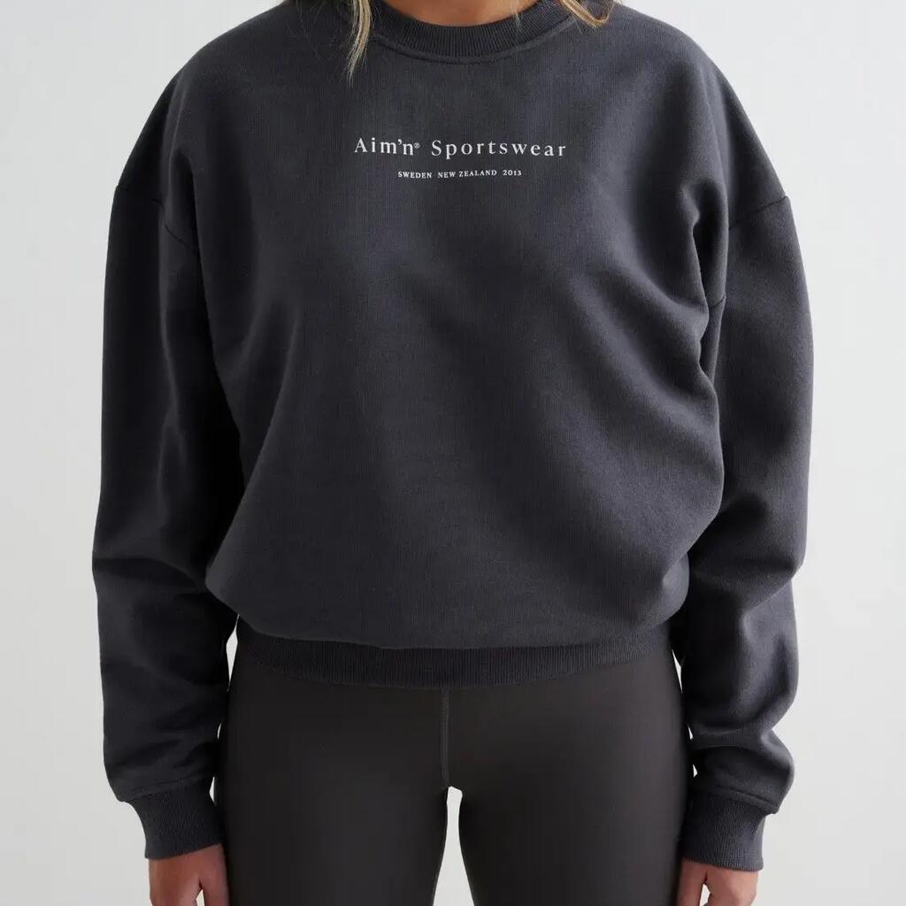 Women's Sweatshirt Brushed Sweat Jersey Relaxed Fit Serif Shadow Grey Grey
