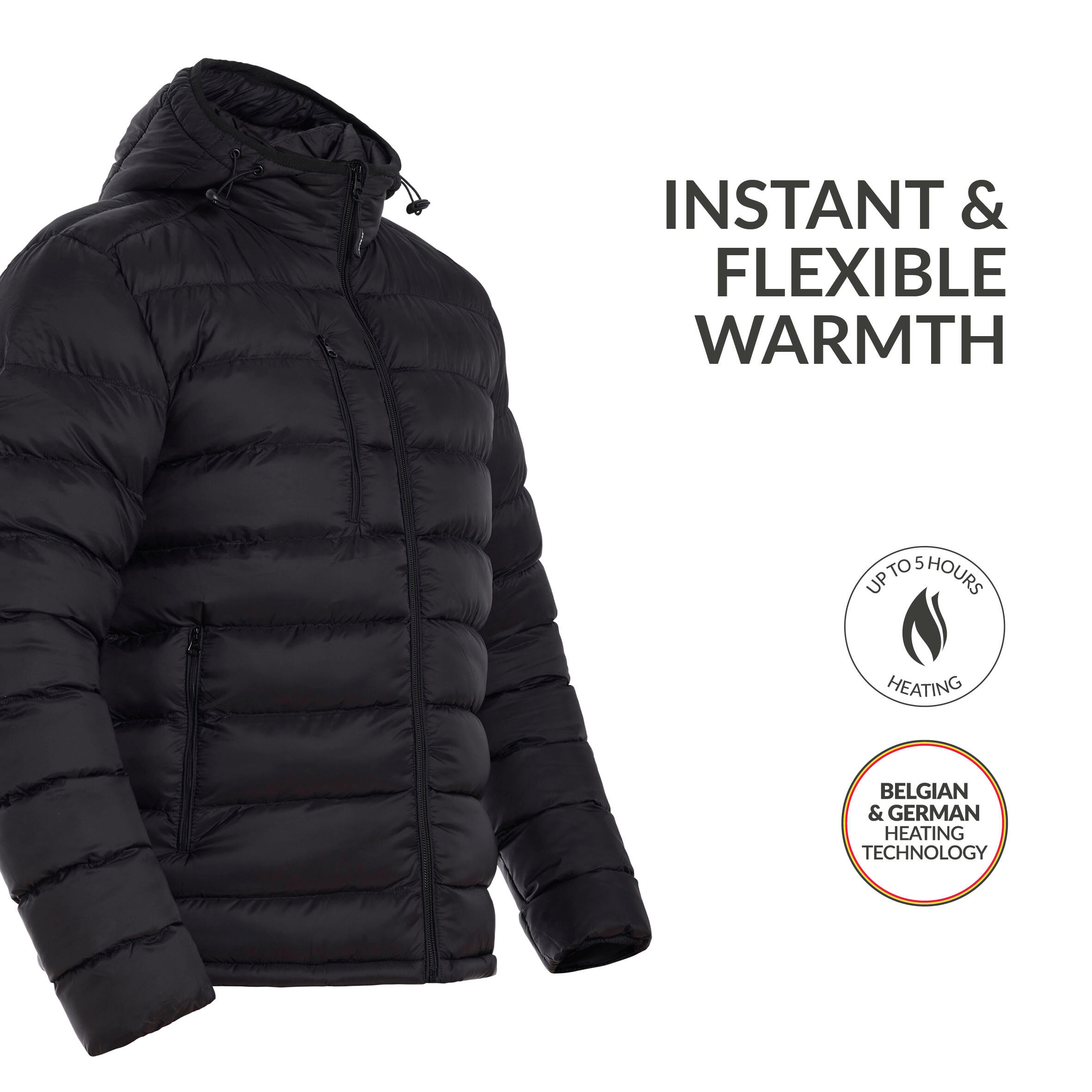 Veste matelassée chauffante -Capuche ajustable -Noir Super batterie 3/7