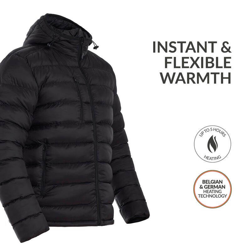 Veste matelassée chauffante -Capuche ajustable -Noir Super batterie