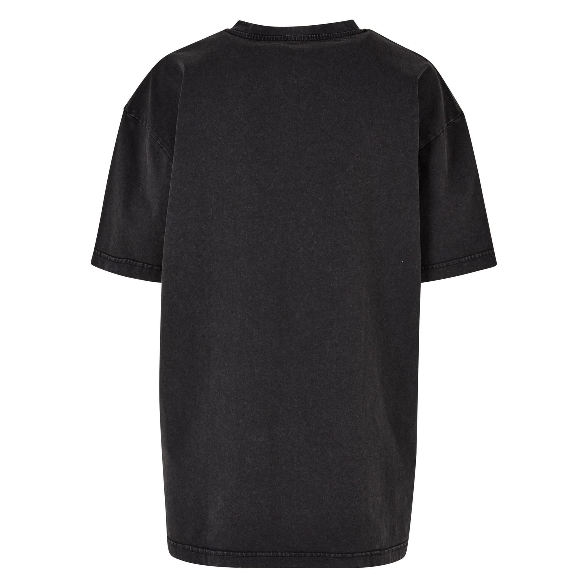 Womens/Ladies Acid Wash Oversized TShirt (Black) 2/4
