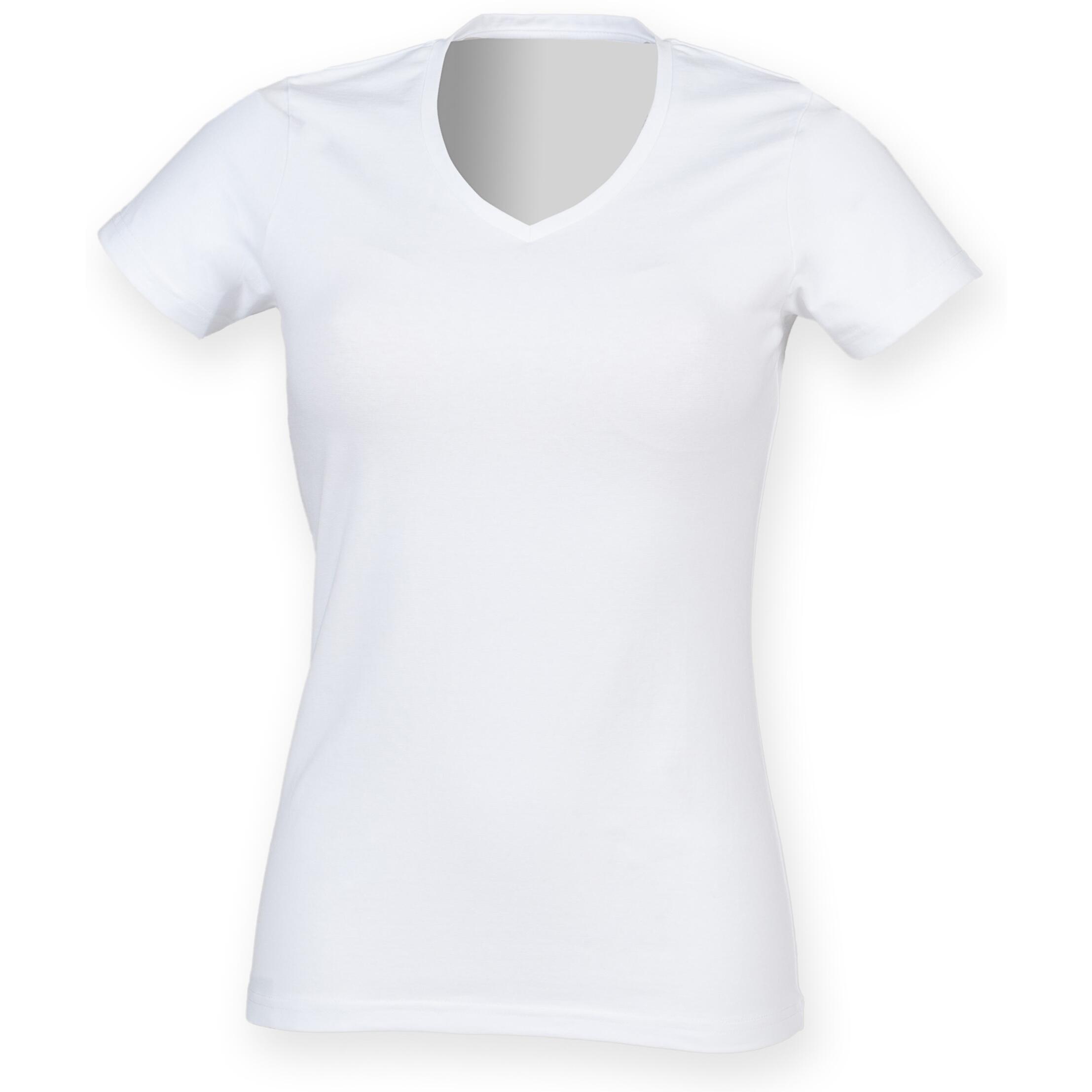 Feel Good Stretch TShirt mit VAusschnitt, Kurzarm Damen Weiß 3/3