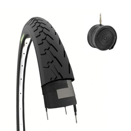 Reifen 700x32C (32-622)+Schlauch, Reifen schwarz Straße 700 x 32C Rad EV