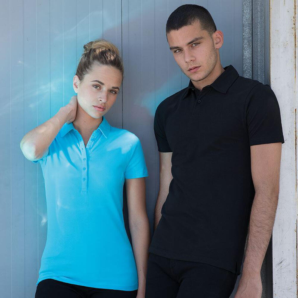 Skini Fit PoloShirt Stretch Herren Schwarz 3/4