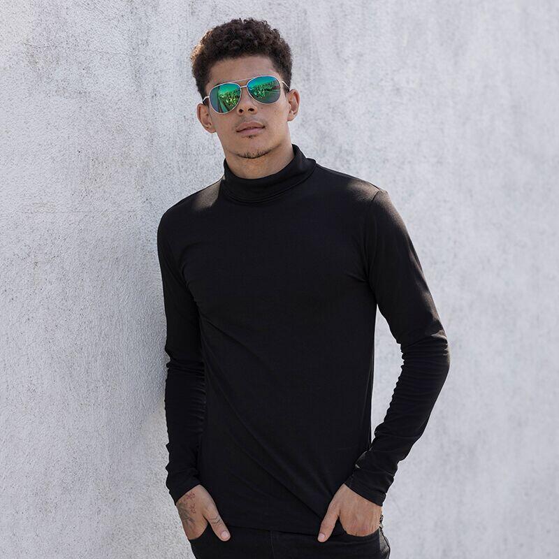 Mens Feel Good Roll Neck Long Sleeve Top (Black) 4/4