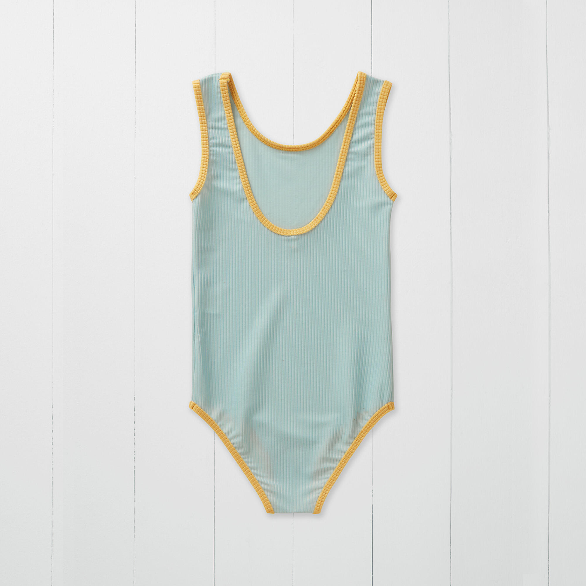 Pistachio Ribbed Kids Swimsuit 2/2