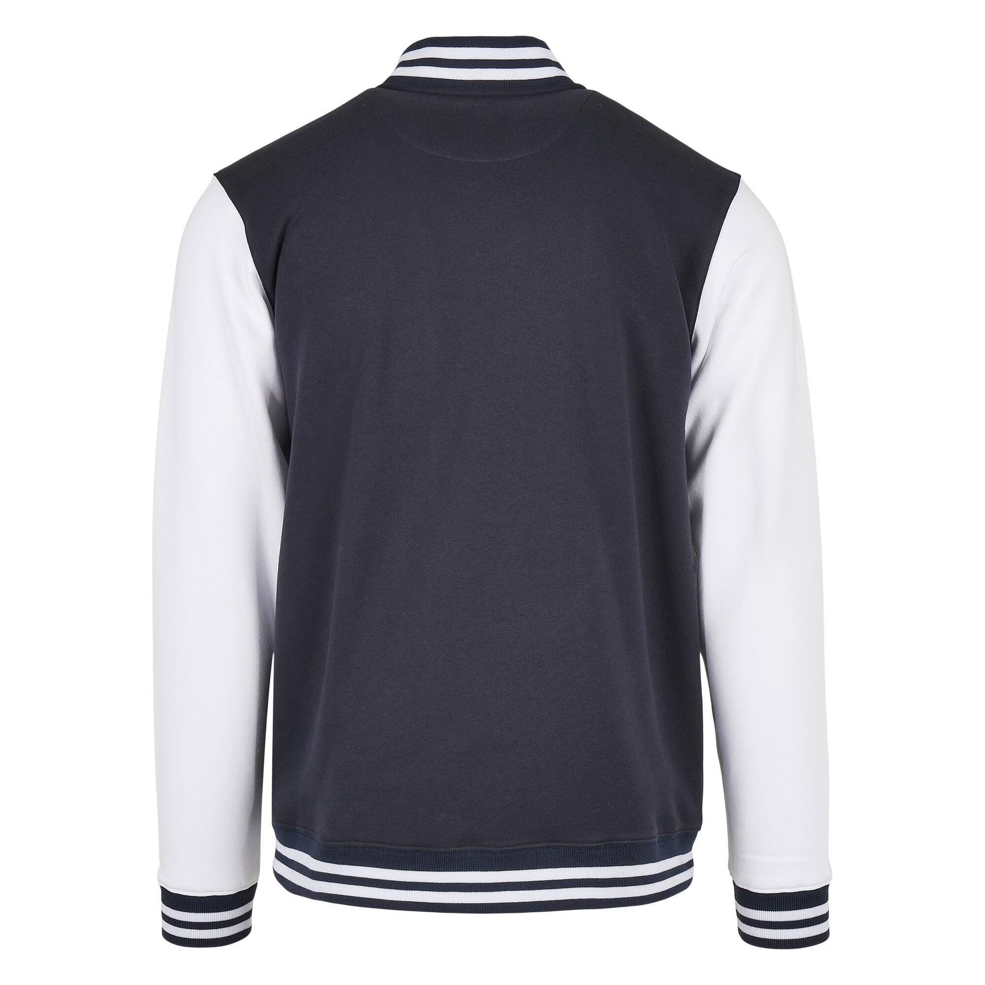 Mens Basic College Jacket (Navy/White) 2/4