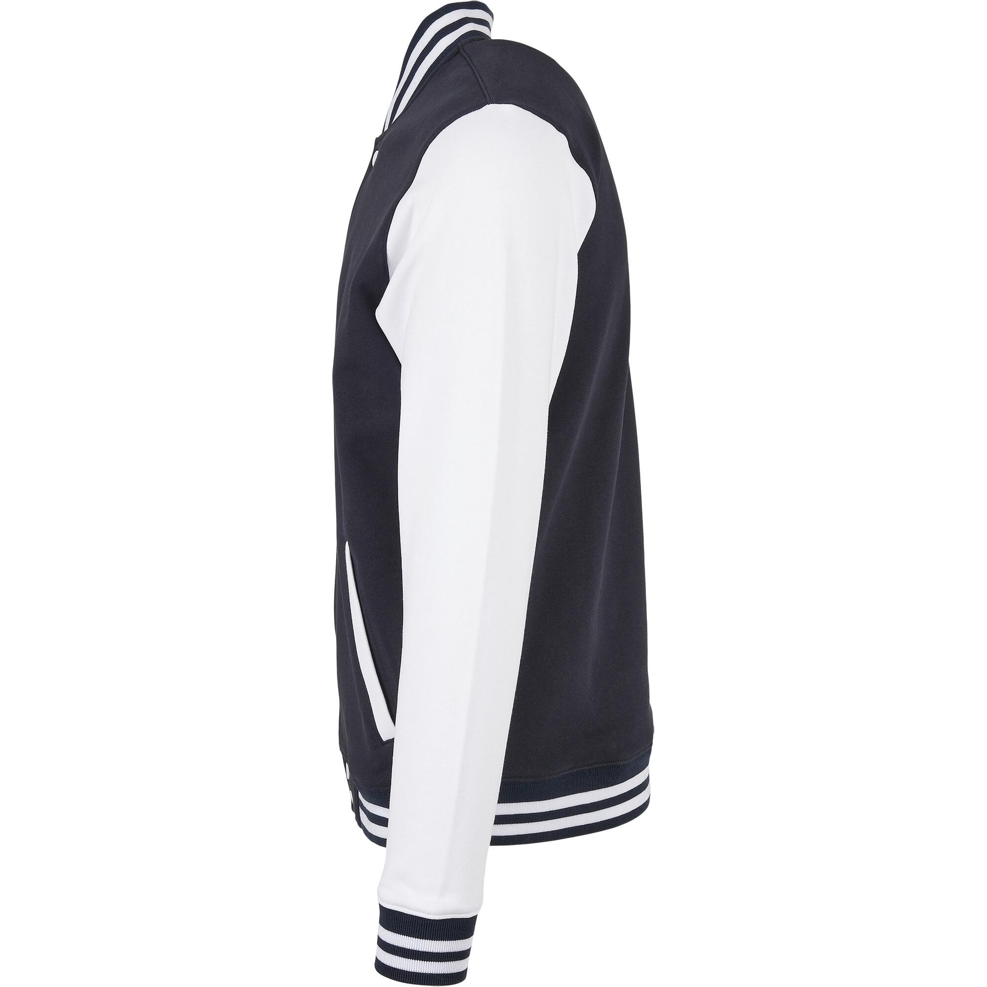 Mens Basic College Jacket (Navy/White) 3/4