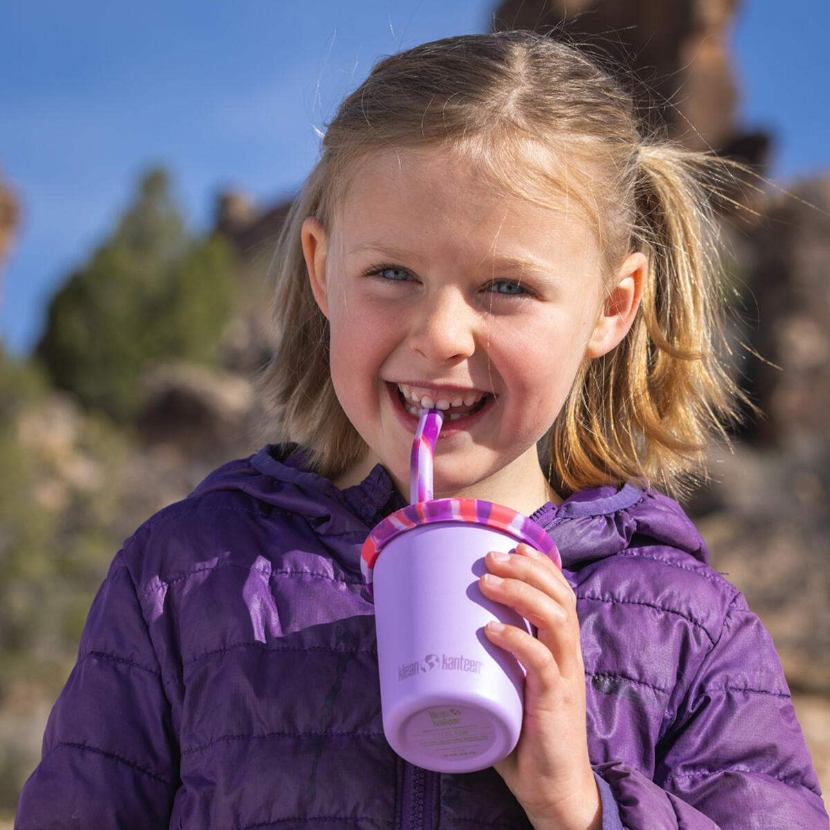 Klean Kanteen Kid's Cup Straw Lid 2-Pack Pink/Pink Tie Dye 2/3