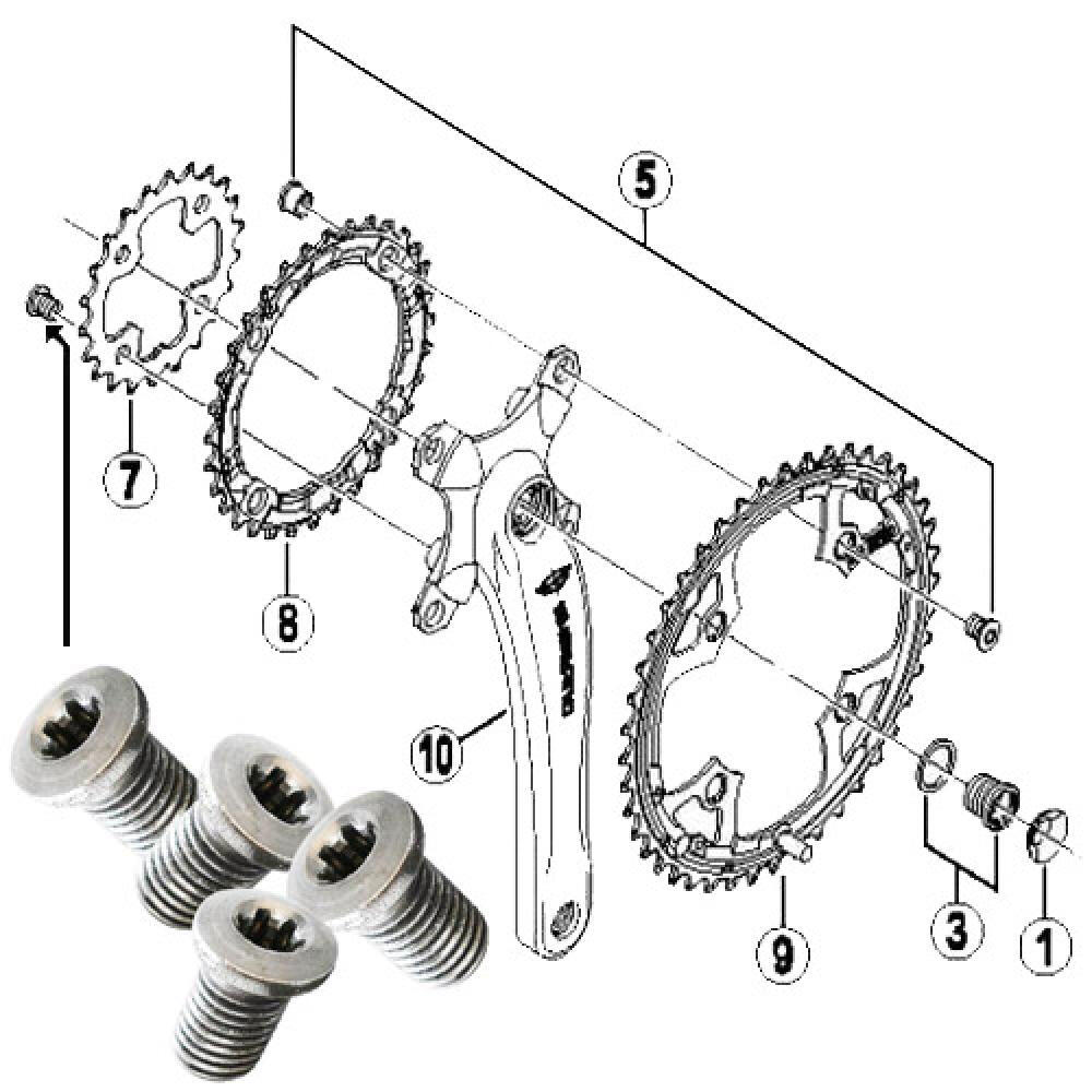 Shimano Teile Kettenblattschrauben innen, M8 x 8,5mm, 4 Stück 2/2