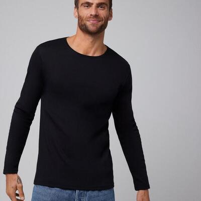 Camiseta Cálida Manga Larga Hombre Ysabel Mora de Algodón con Interior Afelpado