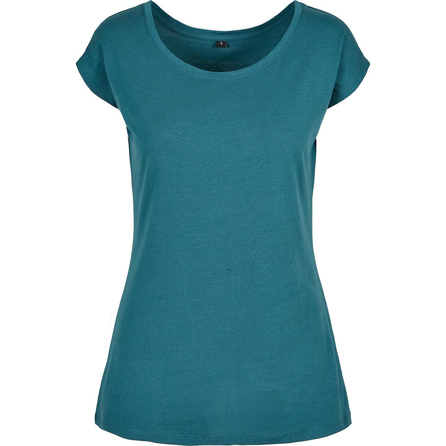 BUILD YOUR BRAND Womens/Ladies Wide Neck TShirt (Teal)