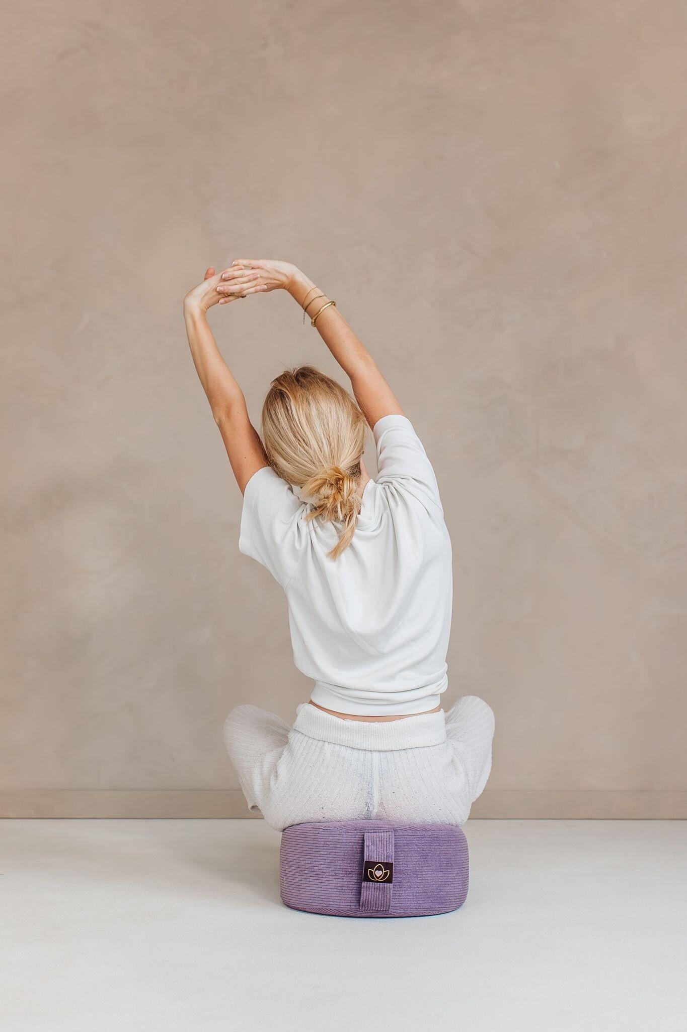 Lotus Meditatiekussen eco rib lavendel rond 2/5