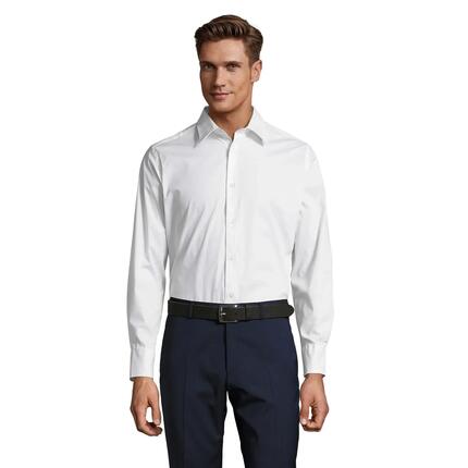 Heren Brighton Stretch Business Shirt met lange mouwen (Wit)