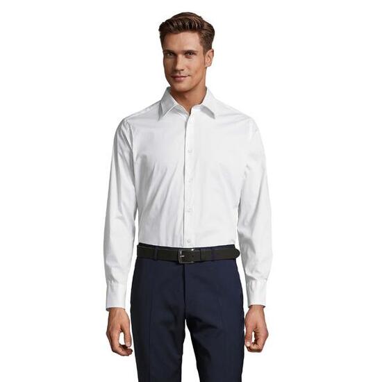 Heren Brighton Stretch Business Shirt met lange mouwen (Wit)