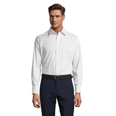 Heren brighton stretch business shirt met lange mouwen (wit)