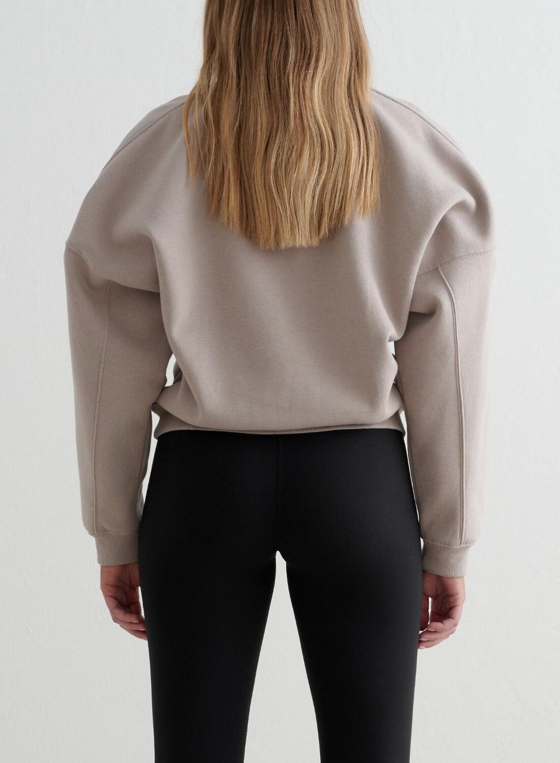 Femme Sweatshirt Demi-zip Varsity Beige Foncé 2/4