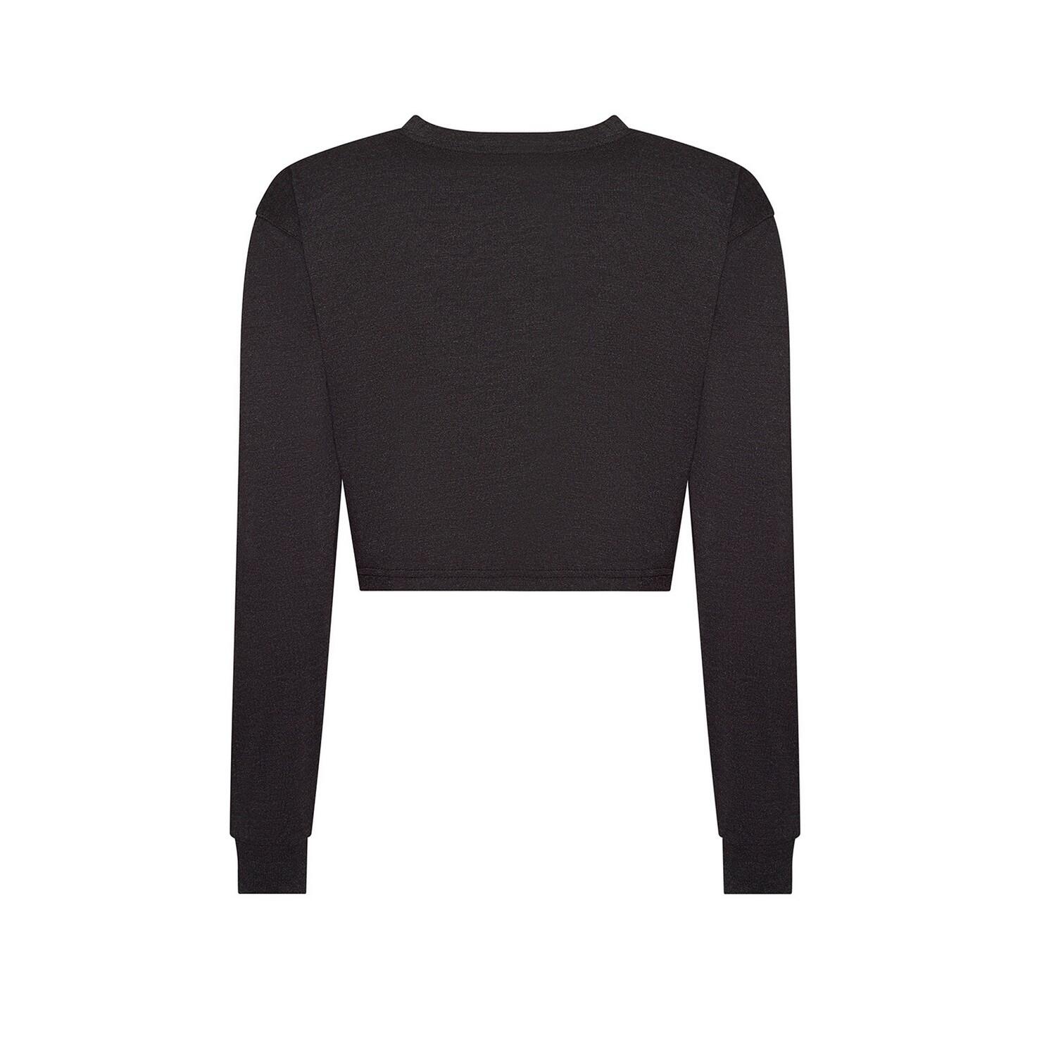 Womens/Ladies Heather Cropped LongSleeved TShirt (Black Heather) 2/2