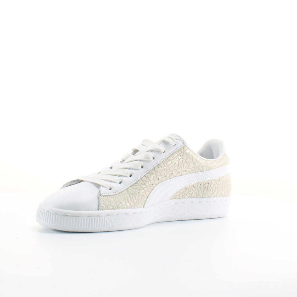 Puma Basket Crocodile Mens White Trainers 3/6