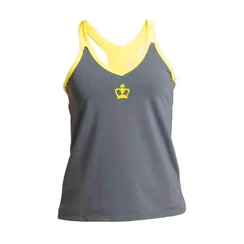 Women's Grey And Yellow Black Crown Helsinki Tank Top