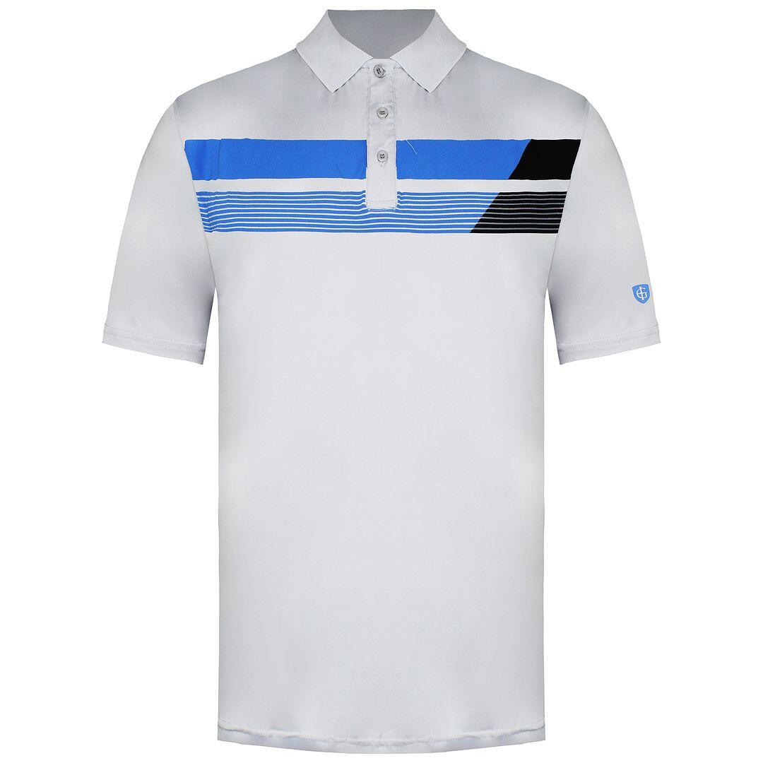 Island Green Asymetric Print Mens Grey Marl Golf Polo Shirt 1/1