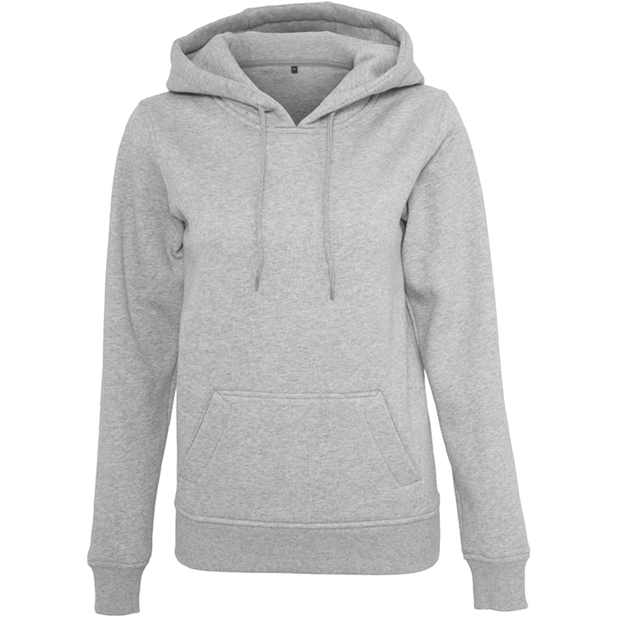 BUILD YOUR BRAND Womens/Ladies Heavy Pullover Hoodie (Heather Grey)