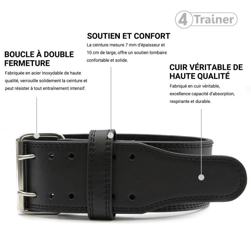 Ceinture de Force en Cuir - HALTÉROPHILIE - M 120cm - 4TRAINER 3/5