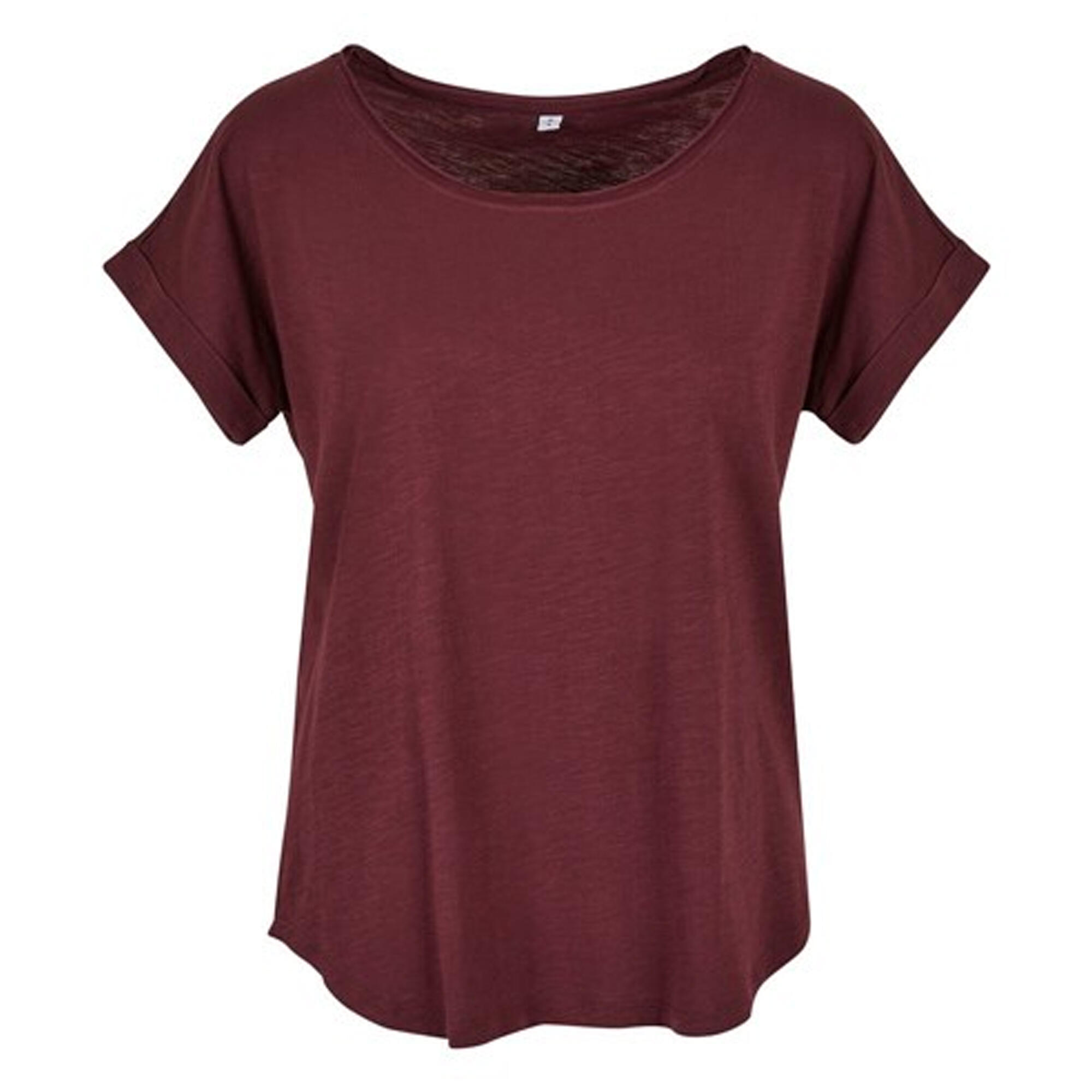 BUILD YOUR BRAND Womens/Ladies Long Slub TShirt (Cherry)