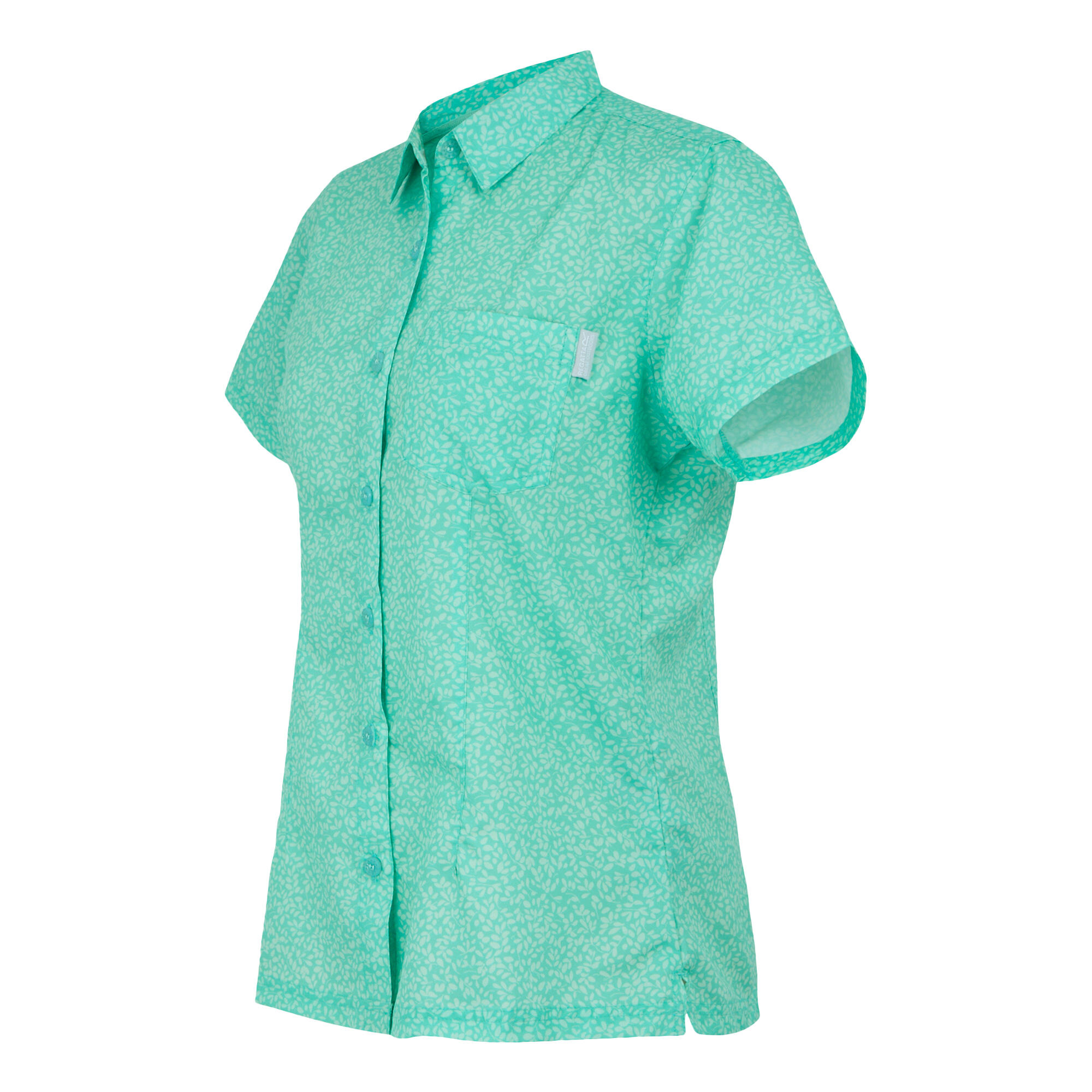 Camicia Stampa Foglia Maniche Corte Donna Regatta Mindano VIII Blu Aruba 3/5