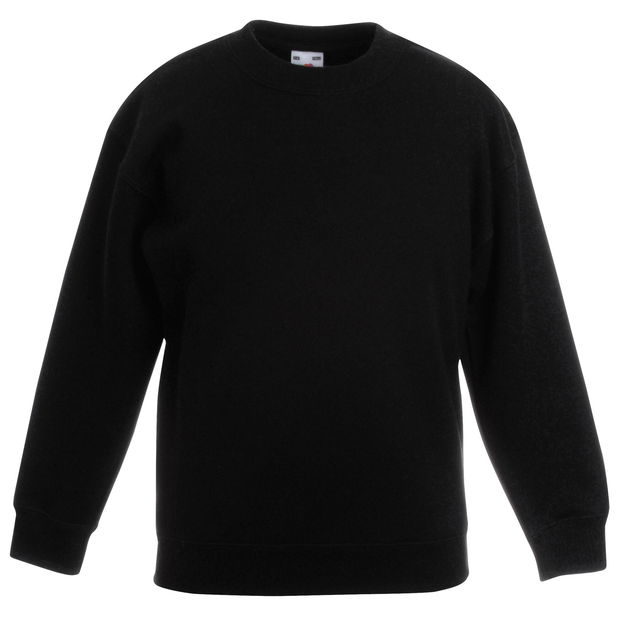 FRUIT OF THE LOOM Kids Unisex Classic 80/20 SetIn Sweatshirt (Black)
