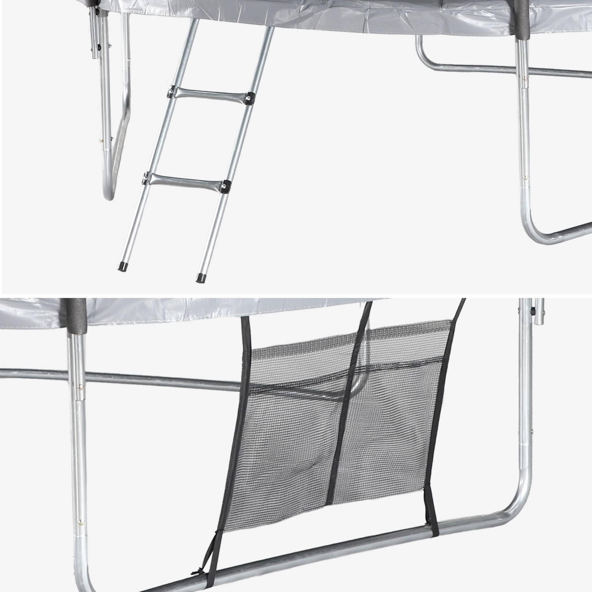 Cama elástica 305cm con red interior y pack de accesorios, Gris 5/6