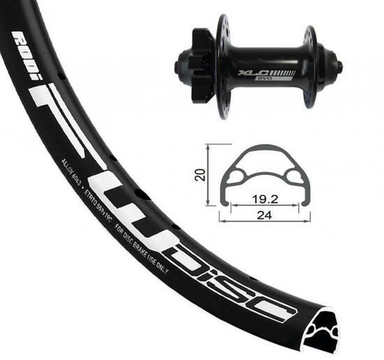 XLC Vorderrad 24x1.9 FW-A05 6-Loch schwarz Schnellspanner 32-Loch