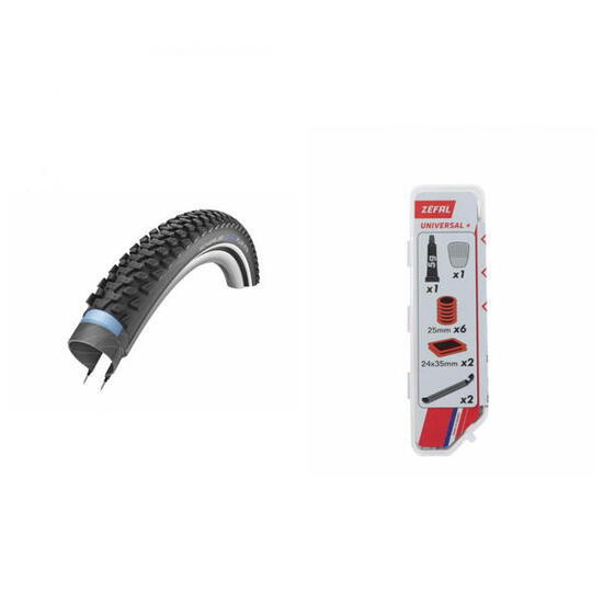 1x Schwalbe Marathon Plus MTB HS468 26x2.10 54-559 + 1x Zefal Reparatur-Set
