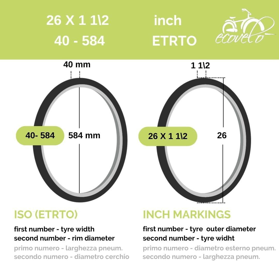 Copertone 26x1 1/2 (40-584),pneumatico bici citybike 26 x 1 1/2 vintage slick EV 2/5