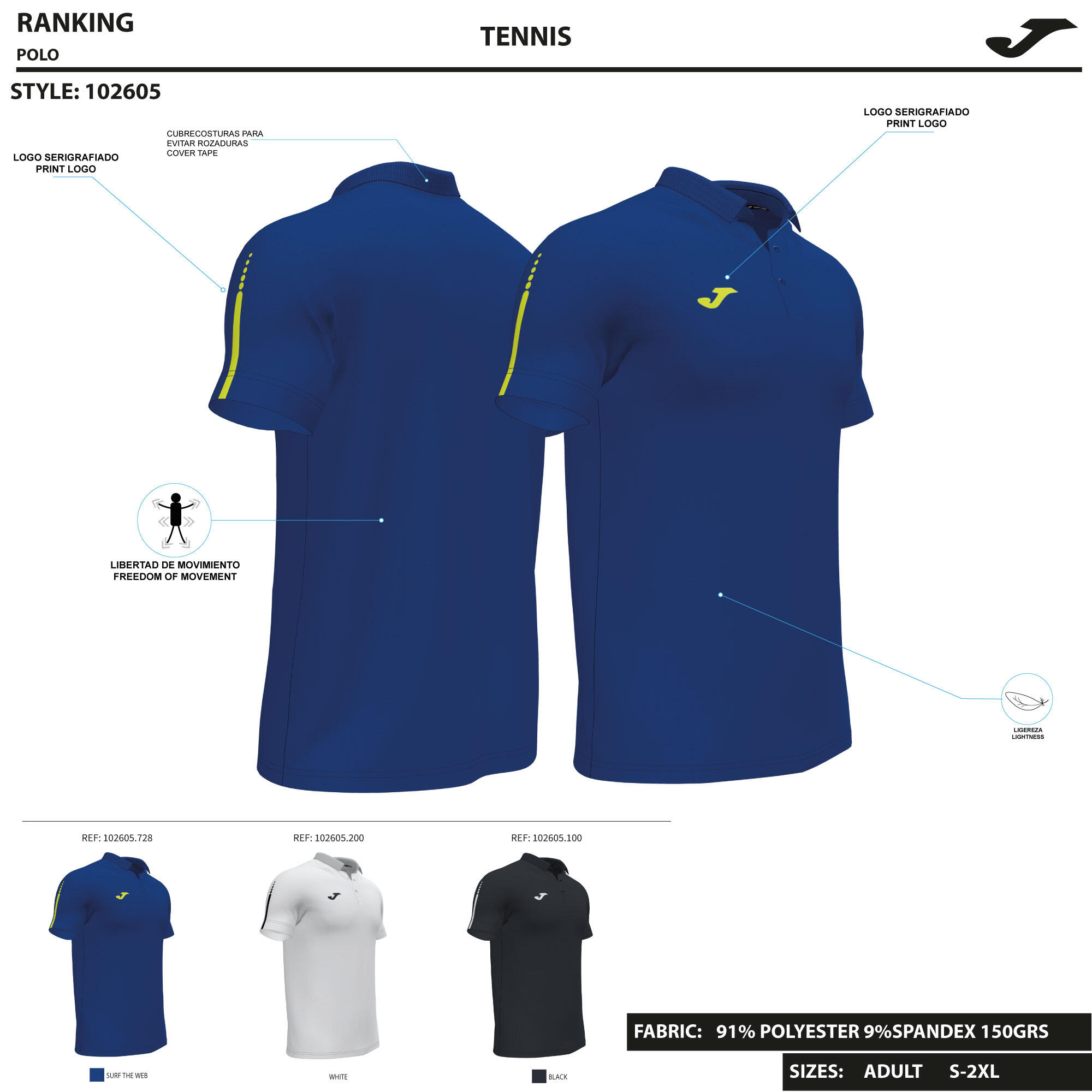 Polo Manga Corta Pádel Niños Joma Torneo Negro 4/4