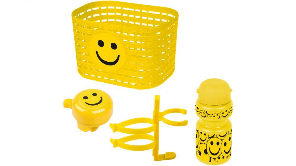 Zestaw Messingschlager smile: koszyk, dzwonek, bidon 300 ml