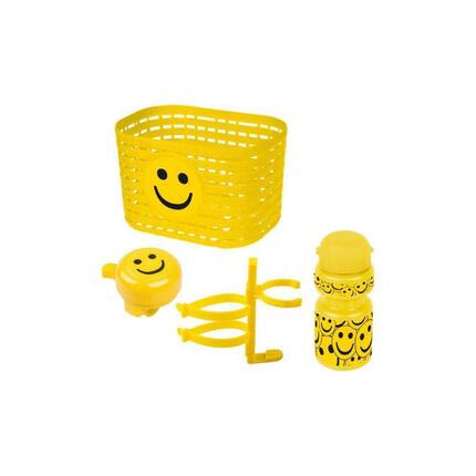 Zestaw Messingschlager smile: koszyk, dzwonek, bidon 300 ml