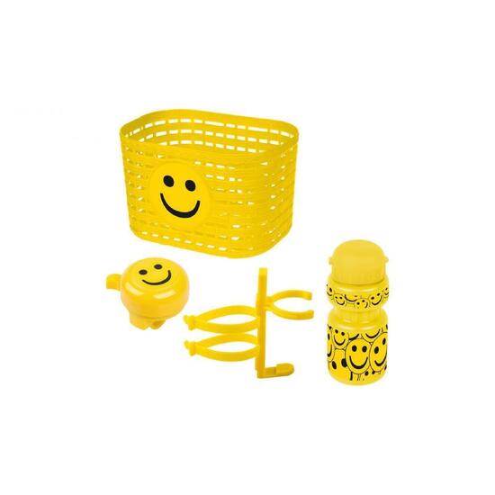 Zestaw Messingschlager smile: koszyk, dzwonek, bidon 300 ml