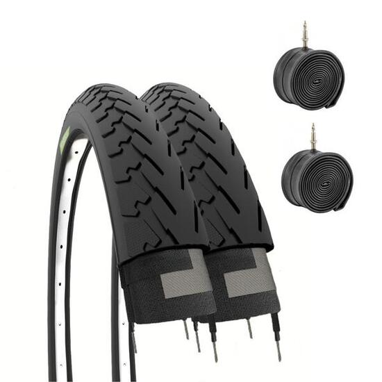 2 copertoni 700x35C (37-622)+ camere pneumatici bici 700 x 35C neri trekking EV