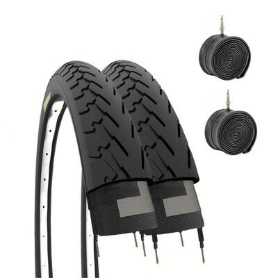 2 copertoni 700x35C (37-622)+ camere. pneumatici bici 700 x 35C neri trekking EV