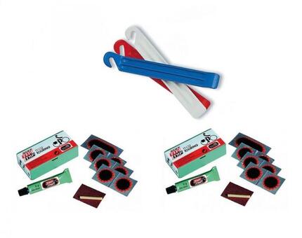 Zefal 1x Reifenheber DP20 3er Karte blau/weiß/rot + 2x Tip-Top Reparaturset T...