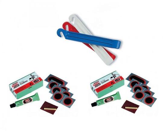 Zefal 1x Reifenheber DP20 3er Karte blau/weiß/rot + 2x Tip-Top Reparaturset T...