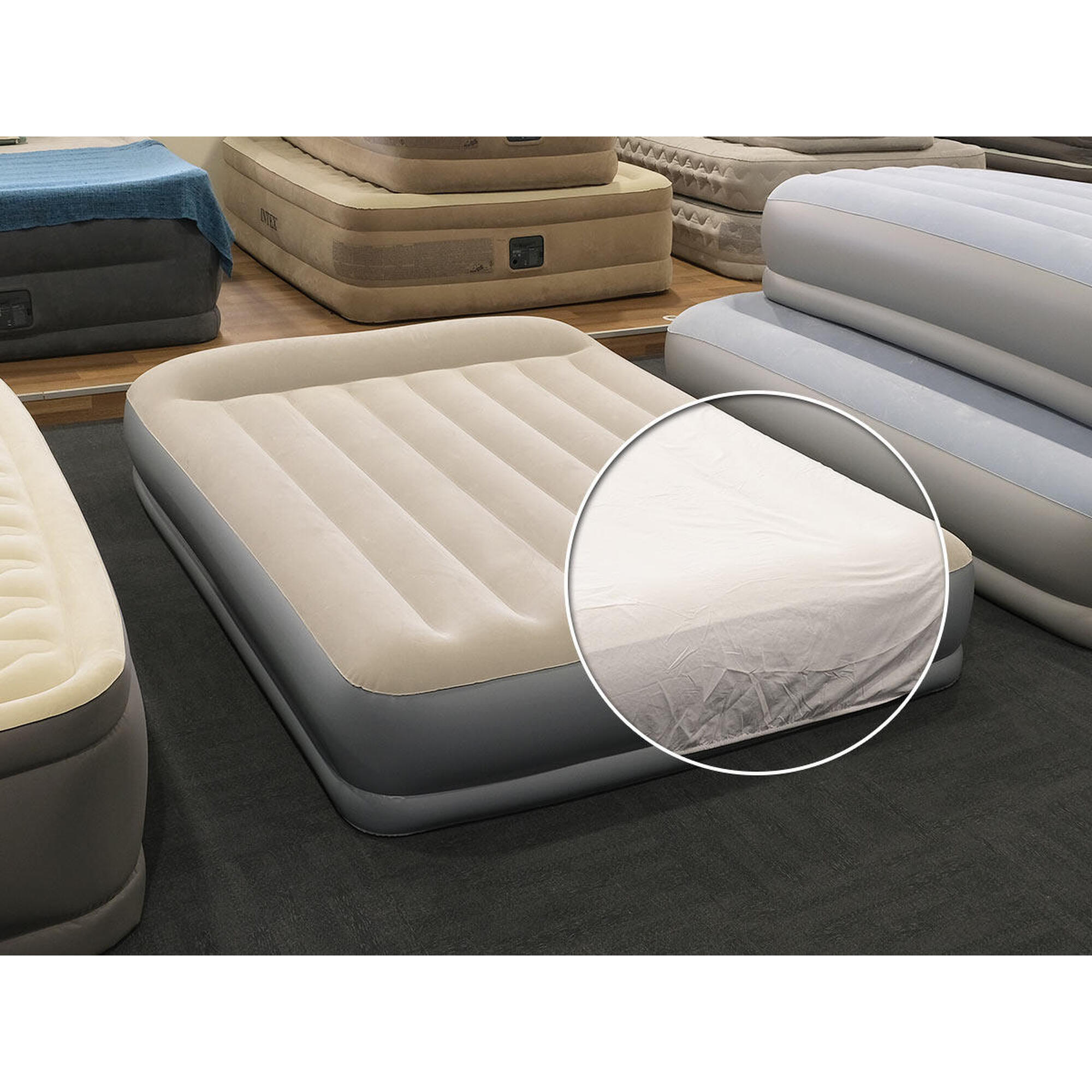 Intex - Pack Matelas Gonflable Pillow Rest Mid Rise 2 Places  + Drap Housse - Lit De Camps - Gris - No Size - Decathlon
