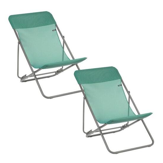 Lot de 2 Transats jardin pliants multi-positions - MAXI TRANSAT - Vert