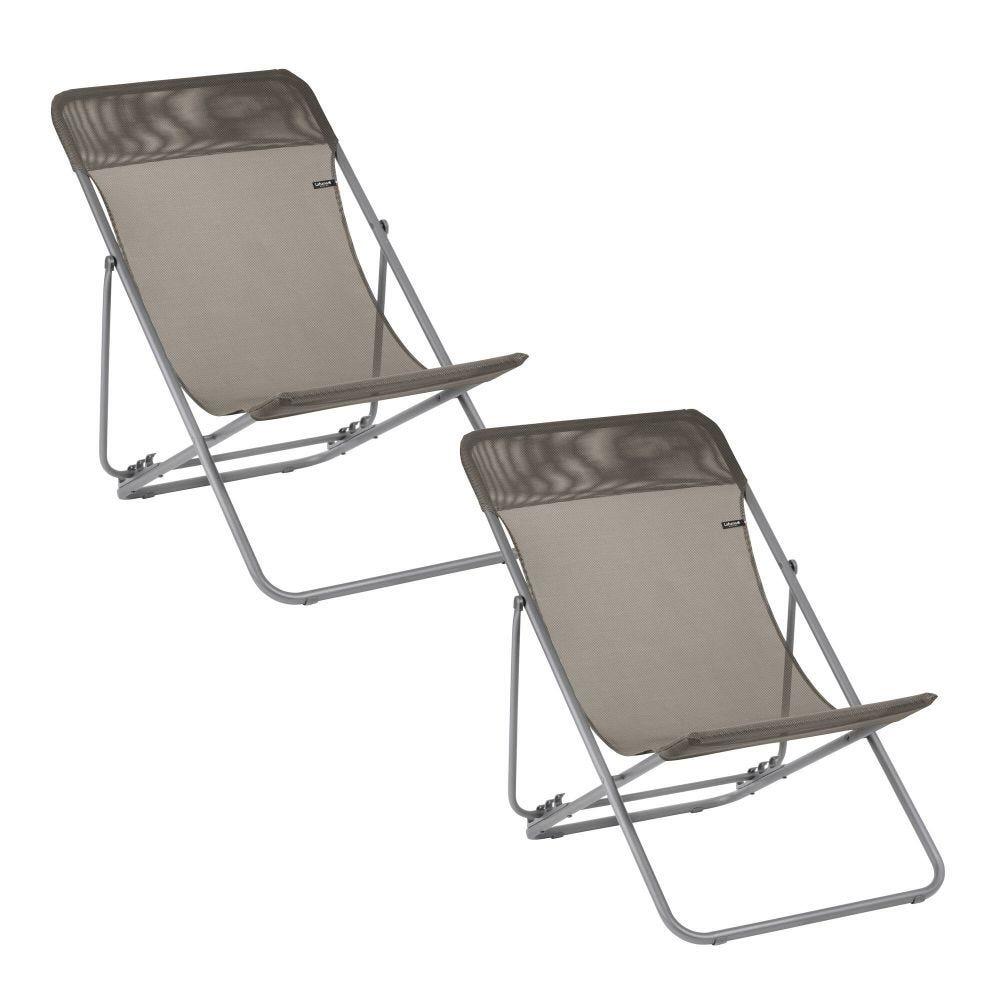 Lafuma Mobilier - Lot De 2 Transats Jardin Pliants Multi-positions - Maxi Transat - Marron - Bedchair - Marron - No Size - Decathlon