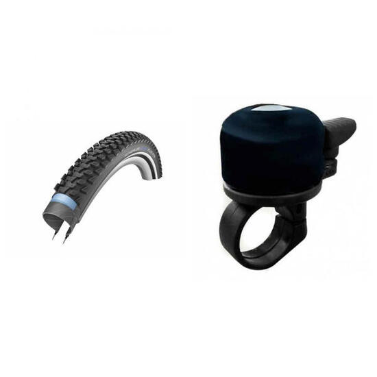 1x Reifen Schwalbe Marathon Plus MTB HS468 26x2.10 + 1x Mounty Miniglocke Bil...