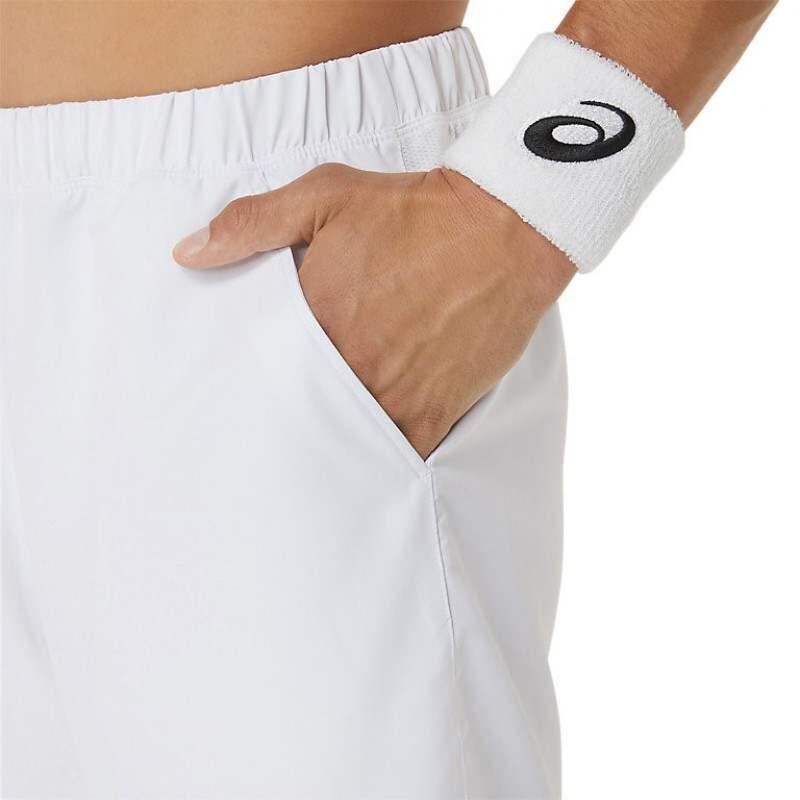 Short Court 7in uomo bianco, 7" leggero elasticizzato, tasche per 3 palline 3/7