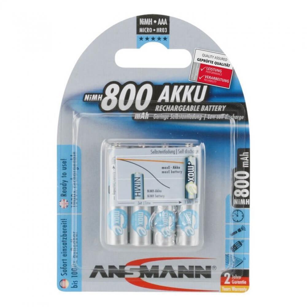 Ansmann Akku Micro 800mAh NiMH, 1,2V, AAA, 4er-Set 2/2