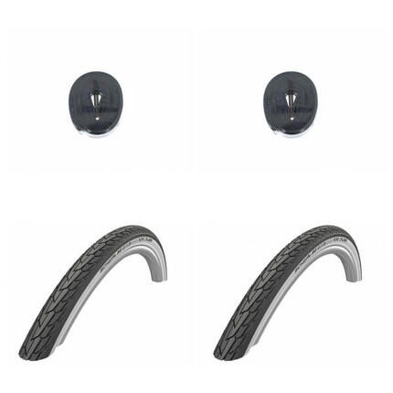 2x Reifen Schwalbe Road Cruiser HS484 Green 28x1.40 + 2x Schwalbe Schlauch DV...